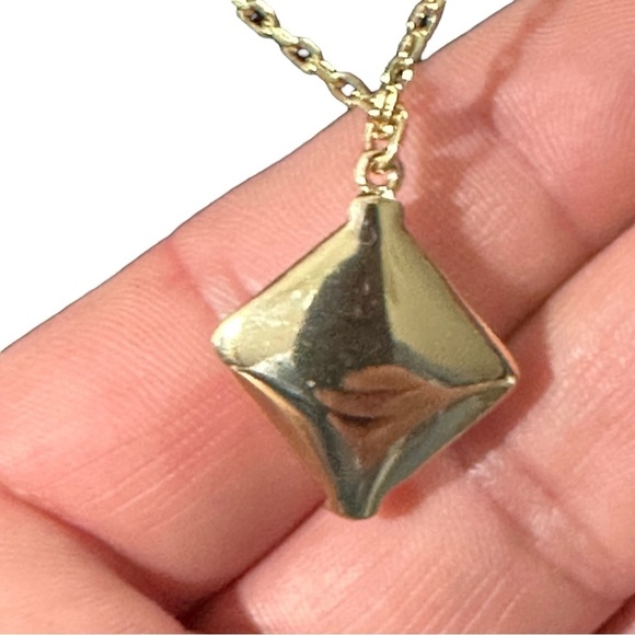 Anne Klein 2 Pendant Necklace Diamond Shape Rhinestone Tear Drop Citrine 17” NWT - Picture 7 of 10